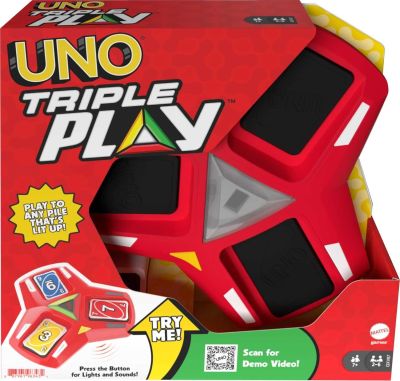 Uno Triple Play
Play to any pile that's lit up!
Keywords: Uno;TriplePlay